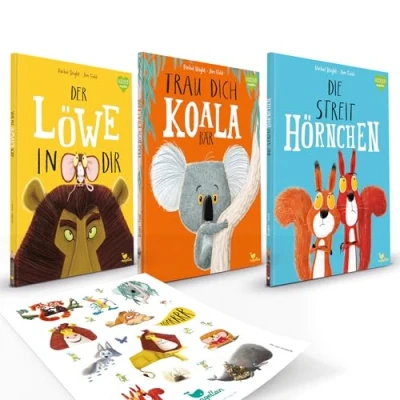 Abbildung von 3er Bücher Set: Trau dich, Koalabär, Die Streithörnchen, Der Löwe in dir Bright/Field, Kinderbücher über Mut, Freundschaft &amp; Selbstvertrauen + exklusives Stickerset Bilderbuch Set ab 3 Jahren