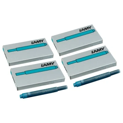 Abbildung von Lamy T10 4er Set Tintenpatronen mit großem Tintenvorrat geeignet für alle Patronenfüllhaltermodelle Inhalt 1,25ml je Patrone 5 Stück pro Päckchen Tintenfarbe türkis