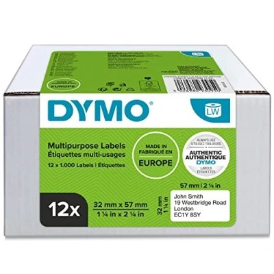 Abbildung von DYMO Original LabelWriter Mehrzwecketiketten 57 mm x 32 Rolle mit 1.000 leicht ablösbaren Etiketten selbstklebend für Etikettendrucker und Beschriftungsgerät