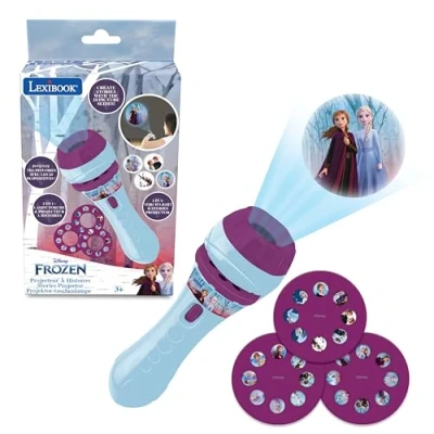 Abbildung von Lexibook Frozen, Geschichten Projektor, Taschenlampe und Projektor mit 3 Scheiben, 24 Bilder, erstellen Sie Ihre eigenen Geschichten, LTC050FZ