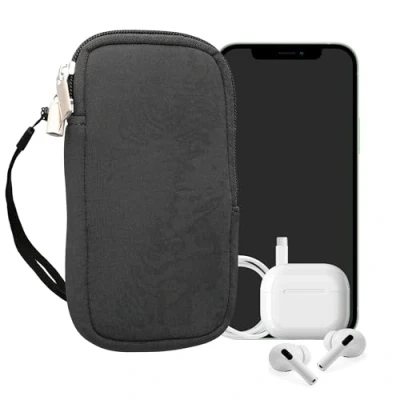 Abbildung von kwmobile Handytasche für Smartphones M 5,5&quot; Neopren Handy Hülle Grau Tasche 15,2 x 8,3 cm Innenmaße