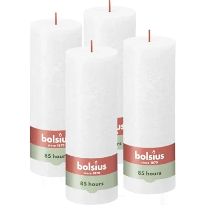 Abbildung von Bolsius Rustik Stumpenkerzen Weiß 4 Stück 19 x 7 cm Dekorative Haushaltkerzen Länge Brenndauer 85 Stunden Unparfümierte Natürliches Pflanzenwachs Ohne Palmöl