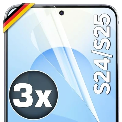 Abbildung von UTECTION 3X Schutzfolie für Samsung Galaxy S24 Fingerabdruck kompatibel Premium Folie KEIN Glas Hüllenfreundlich Anti Kratzer Displayschutzfolie Ultra Clear Schutz Displayfolie
