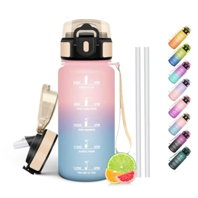 Abbildung von HoneyHolly Trinkflasche Kinder 500ML, BPA Frei, Kohlensäure Geeignet, Wasserflasche Auslaufsicher, Sportflasche mit Strohhalm, Water Bottle für Kinder, Schule, Büro