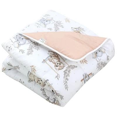 Abbildung von TupTam Krabbeldecke für Baby 120x120 cm Gepolsterte Spieldecke Baumwolle, XXL, OEKO TEX, Weich &amp; Hautfreundlich, Farbe: Safari Schaukel Beige
