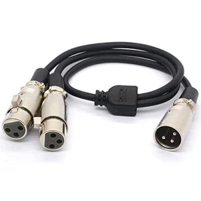 Abbildung von HTGuoji XLR Kabel Y Splitter Adapter Buchse auf Dual Male Verlängerungskabel für Mikrofon Audio 50 CM (1 Stecker Zu 2 Female)