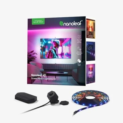 Abbildung von Nanoleaf 4D Screen Mirror + Lightstrip Kit für Fernseher/TV/Bildschirme bis zu 85 Zoll (215 cm) Smart RGBW LED Strip Kamera, Thread &amp; WLAN, Funktioniert mit Alexa Google Apple