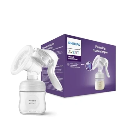 Abbildung von Philips Avent Handmilchpumpe einfaches Abpumpen, mit Natural Motion Technologie, BPA frei (Modell SCF430/01) Transparent