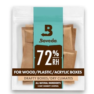 Abbildung von Boveda für Zigarren/Tabak 2 Wege Feuchtigkeitsregulierung mit 72% RH Größe 60 zur Verwendung jeweils 25 Zigarren im Humidor 4 Stück
