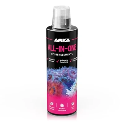 Abbildung von Korallenversorgung Meerwasseraquarium ARKA All In One 473 ml Komplettlösung mit Kalzium, Jod, Strontium &amp; Vitaminen fördert Farbenpracht Wachstum über 70 Nährstoffe