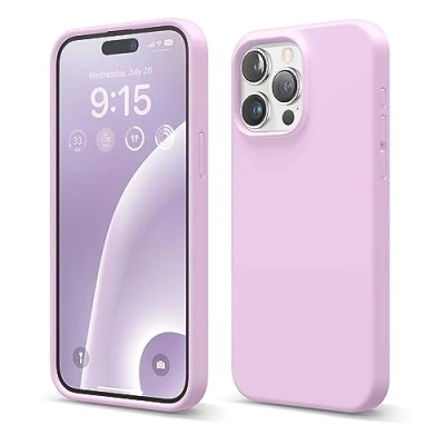 Abbildung von elago Schutzhülle aus Flüssigsilikon, kompatibel mit iPhone 15 Pro Max, Premium Qualität, Rundumschutz [stoßfeste Struktur 4 Schichten], Innenfutter Mikrofaser, weich, Kratzfest, Hellviolett