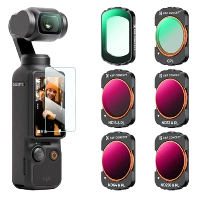 Abbildung von K&amp;F Concept OSMO Pocket 3 Filtersets,6er Pack Magnetischer UV,CPL,ND16/PL,ND32/PL,ND64/PL,ND256/PL Filter kompatibel mit DJI (Aluminiumrahmen)