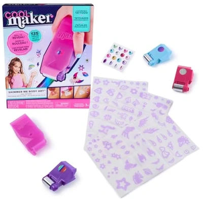 Abbildung von Cool MAKER Shimmer Me Tattoo Studio Schimmernde Tattoos mit Metallicfolien selbst gestalten, 135 Designs und Schmucksteinen, für Kinder ab 7 Jahren