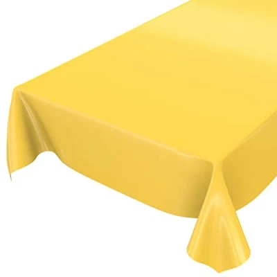 Abbildung von Wachstuchtischdecke Wachstuch abwaschbare Tischdecke Uni Glanz Einfarbig Gelb Schnittkante 100 x 140cm