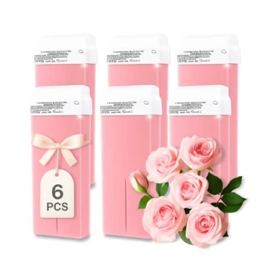 Abbildung von LALILL Rose Wachspatronen 100ml x 6 Roll on Wax Wirksames Enthaarungswachs Wachspatrone mit natürlichen Zutaten, Depilation, Körper, Gesicht, Beine, Roller, Breit