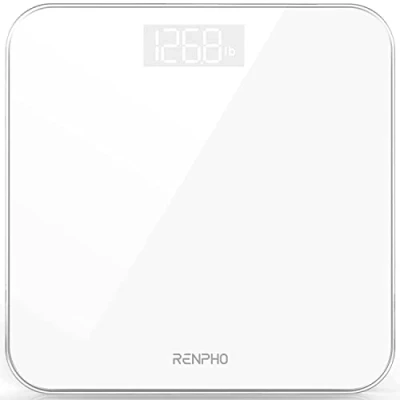 Abbildung von RENPHO Personenwaage Digital Testsieger 2023, Hochpräzise Waage Personen mit gut lesbarer LED Anzeige, Schlanke Körperwaage Step On, 180 kg, inkl. Batterie, Weiß