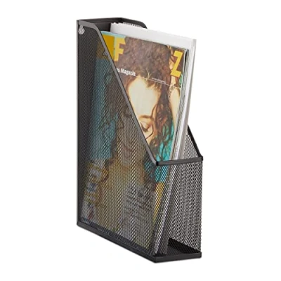 Abbildung von Relaxdays Stehsammler A4 Metallgeflecht, Stehordner, bis C4, Archivbox, Ösen für Wandmontage, Dokumentenablage, schwarz, 31.5 x 7.2 25 cm