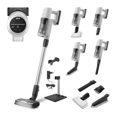 Abbildung von AEG Serie 6000 Akku Staubsauger / Kabellos Alle Böden bis zu 99% Staubaufnahme 50 min Laufzeit Einfache Handhabung Entnehmbarer 21,6V Leicht inkl Zubehör Weiß AP61HB21SH