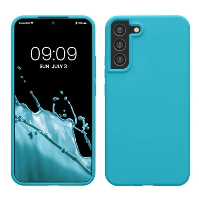 Abbildung von kwmobile Hülle kompatibel mit Samsung Galaxy S22 Plus Silikon Handy Case Handyhülle weiche Oberfläche kabelloses Laden Cool Glacier