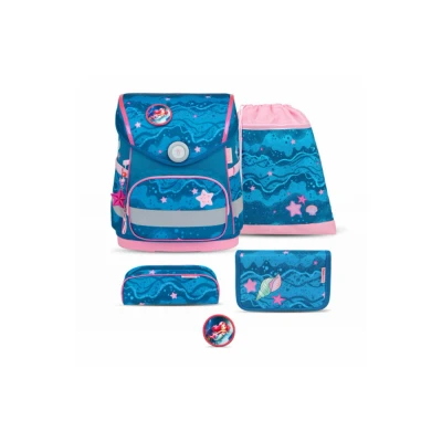 Abbildung von Belmil Compact mit Patches Schulranzen Set 5 teilig Mermaid Brustgurt, Magnetverschluss, Patch 1 Stück Schulrucksack