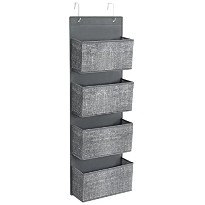 Abbildung von SONGMICS Hängeorganizer mit 4 Taschen, Hängeregal, Kleiderschrank Organizer, Hängeaufbewahrung, Tür Schlafzimmer Wohnzimmer, 12 x 33,5 100 cm, grau meliert RDH004G11