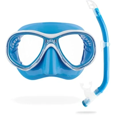 Abbildung von Cressi Premium Combo Schnorchelset Junior erhältlich mit Marea Jr oder Estrella Maske und Top Schnorchel, Unisex Kind