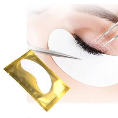 Abbildung von 50 Paar Augenpads für Wimpernverlängerung Fusselfrei Augen Gel Patch Hydrogel Profi Lint Free Eye for Eyelash Extensions Augenwimper (Gold)
