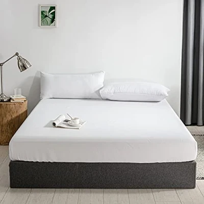 Abbildung von Good Nite Spannbettlaken 120x200cm Weiß Polyester Bettlaken 30cm Extra Tiefe Taschenlaken Spannbetttuch Weich und atmungsaktiv Maschinenwaschbar