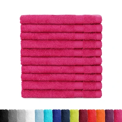 Abbildung von BaSaTex Frottee Gästehandtücher 30x50 im 10er Set Gästetuch 100% Baumwolle Made in Green Farbe: Magenta Pink