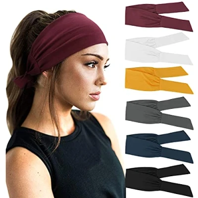 Abbildung von DRESHOW 6 Stück Damen Boho Stirnband Kopfband Haarband Gedruckt Stirnbänder Knoten Verdrehtes Elastische Kopf Wickeln Niedlich Haarschmuck für Mädchen