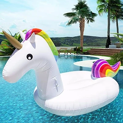 Abbildung von Dracarys Riesiges Aufblasbares Einhorn Luftmatratze, 200x100x90cm Aufblasbarer Schwimmtier Pool Spielzeug Floß Schwebebett Wasserspielzeug Party Kinder Erwachsene