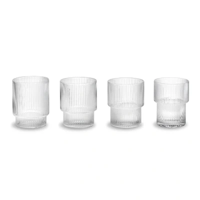 Abbildung von ferm LIVING Glas Ripple, klar, 200 ml, mundgeblasen, 4er Set