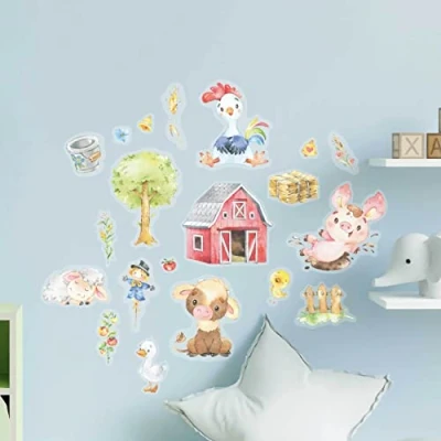 Abbildung von Papierdrachen Wandtattoos 8 Bögen mit Wandstickern für Kinder Kinderzimmer Dekoration Wand Deko Farm 22 x 30 cm je Bogen Jungen und Mädchen Set 7