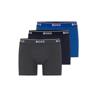 Abbildung von BOSS Herren Set van 3 katoenen boxershorts kat Retroshorts, True Blue/Sky Captain/Schmiedeeisen, L EU