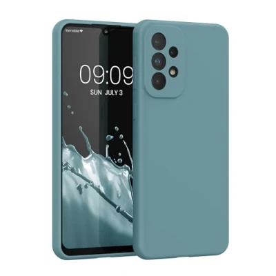 Abbildung von kwmobile Hülle kompatibel mit Samsung Galaxy A33 5G Silikon Handy Case Handyhülle weiche Oberfläche kabelloses Laden Antique Stone