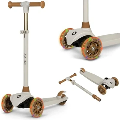 Abbildung von LIONELO Jessy Premium Dreirad Kinderroller mit LED Rädern für Kinder 3 Jahre bis 50 kg, Höhenverstellung und Rutschfester Plattform, Faltbarer Kinderroller. Kinderscooter ab Kleinkind Junge Mädchen