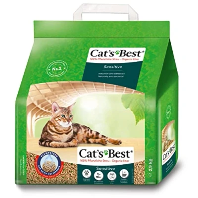 Abbildung von Cat&#039;s Best Sensitive, 100 % pflanzliche Katzenstreu, fest klumpend und antibakteriell aus veredelten Aktiv Holzfasern speziell für empfindliche Katzen, 2,9 kg/8 l
