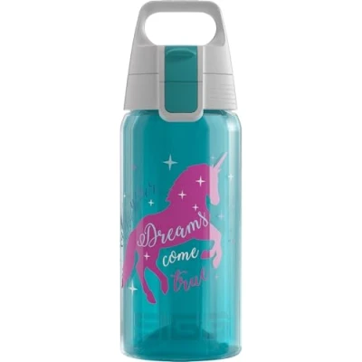 Abbildung von SIGG Trinkflasche Kinder Viva One Unicorn Für Kohlensäurehaltige Getränke Geeignet Auslaufsicher Spülmaschinenfest BPA frei Sport &amp; Schule Blau mit Einhorn 0,5L