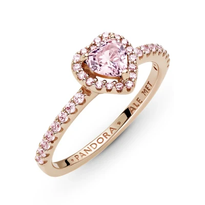 Abbildung von Pandora Sparkling Elevated Heart Ring, Damen, Größe: 58, Pink