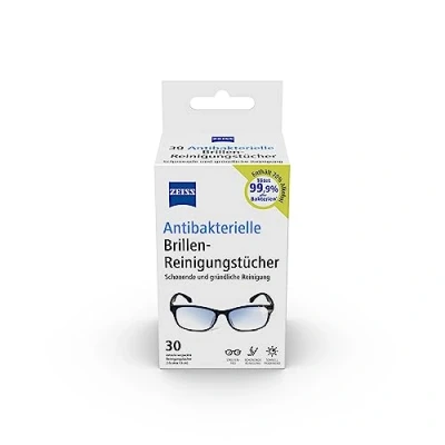 Abbildung von ZEISS Brillen Reinigungstücher antibakteriell 30 Stück, schnell trocknende Rezeptur, entfernt Bakterien, Fingerabdrücke, Schmutz, Staub &amp; Fett, jedes Tuch einzeln verpackt