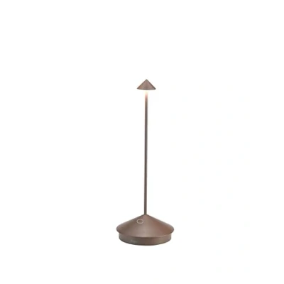 Abbildung von Zafferano, Pina Lampe, Wiederaufladbare und Kabellose Tischlampe mit Touch Control, Geeignet für den Innen Außenbereich, Dimmer, 2200 3000 K, Höhe 29 cm, Farbe Corten