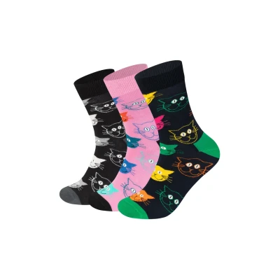 Abbildung von Happy Socks Mixed CAT GIFT SET Unisex 3 PACK Socken, Größe: 41 46, Multi