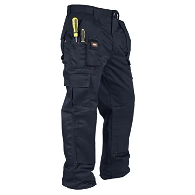 Abbildung von Lee Cooper LCPNT206 Arbeitskleidung Herren Multi Pocket Pflegeleicht Strapazierfähige Kniepolstertaschen Sicherheit Arbeit Cargohose, Schwarz, 34W/31L