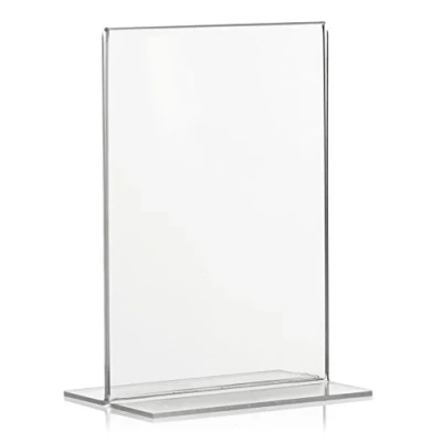 Abbildung von 5 Stück DIN A6 Werbeaufsteller, T Ständer, Aufsteller im Hochformat, Tischaufsteller aus original PLEXIGLAS