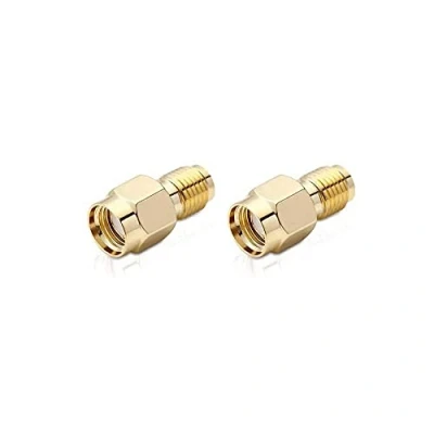 Abbildung von conecto SMA Adapter, Kupplung, RP Stecker ohne Pin auf Buchse Pin, Adapter zum verbinden von Anschlüssen, vergoldet, 2er Set
