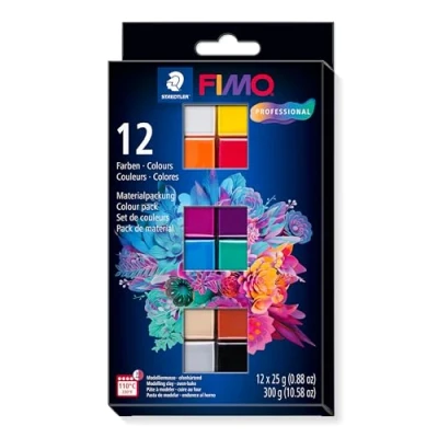 Abbildung von STAEDTLER 8043 C12 1 FIMO professional ofenhärtende Modelliermasse. Kartonetui mit 12 sortierten Basic Farben.