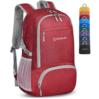 Abbildung von ZOMAKE Leicht Faltbarer Rucksack Packbare Backpacks 30L,Kleiner Faltbar Rucksäcke Wanderrucksack Wasserdicht für Damen Herren Outdoor Wandern(Rot)