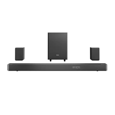 Abbildung von Hisense AX5125H 5.1.2 Soundbar mit kabellosem Subwoofer und Rücklautsprechern, 500W, Dolby Digital Plus, Atmos, Bluetooth, HDMI eARC/Optical/AUX/USB, Schwarz (2024)