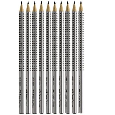 Abbildung von Faber Castell Bleistift Grip 2001 in 6er Packung, Härte: HB, Farbe der Hülle: silberfarben