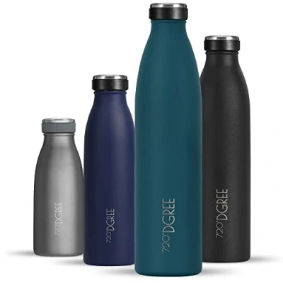 Abbildung von 720DGREE Edelstahl Trinkflasche “milkyBottle 1L BPA Frei, Auslaufsicher, Kohlensäure geeignet Thermosflasche für Sprudel, Sport, Uni, Schule, Fitness, Outdoor, Camping